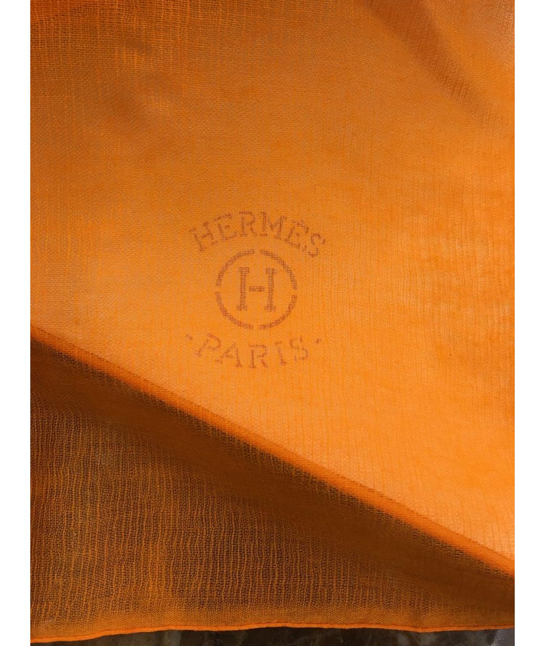 HERMES Оранжевый кашемировый шарф, фото 6
