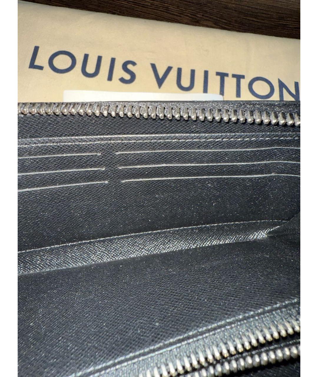 LOUIS VUITTON Черный кожаный кошелек, фото 4