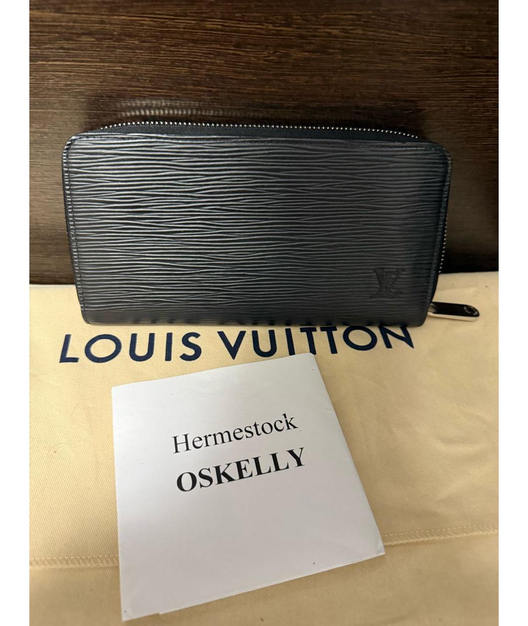 LOUIS VUITTON Черный кожаный кошелек, фото 2