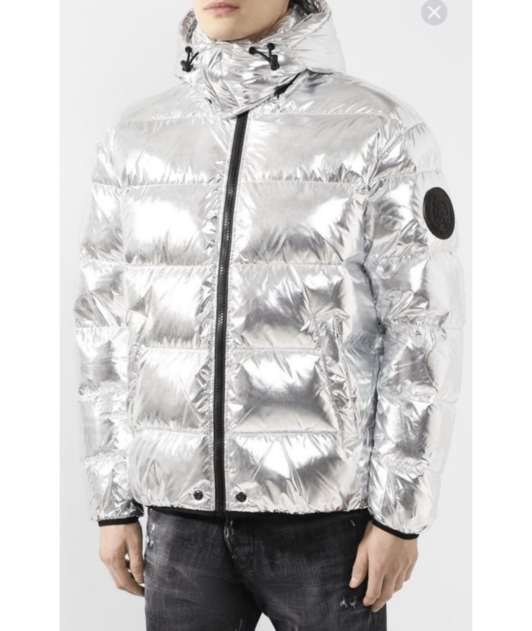DIESEL Серебряная синтетическая куртка, фото 6