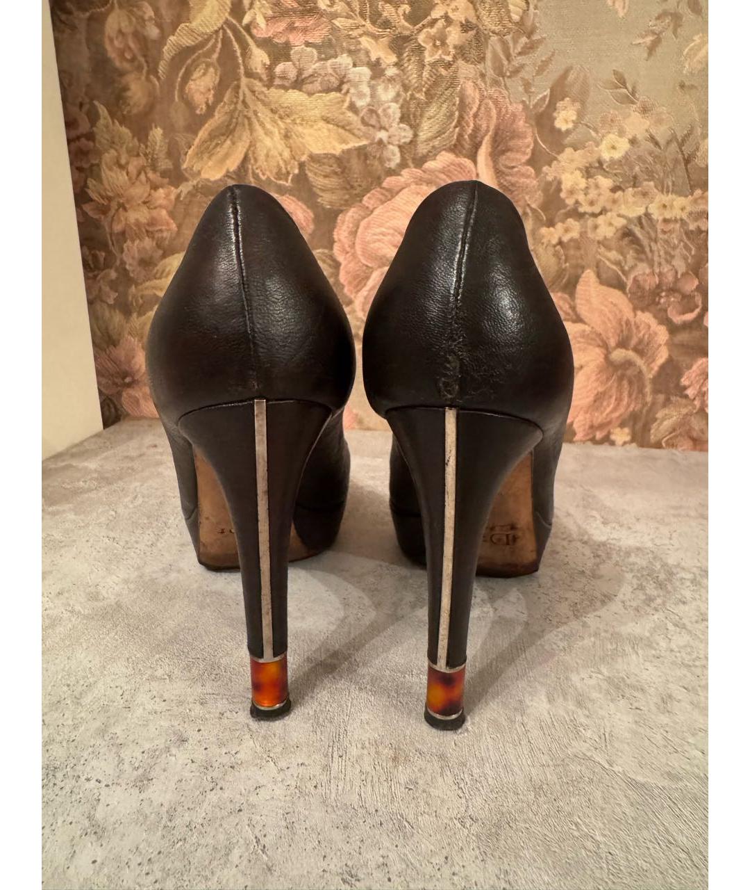 CHRISTIAN DIOR Черные кожаные туфли, фото 3