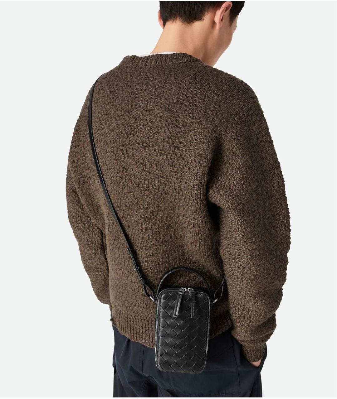 BOTTEGA VENETA Черная кожаная сумка на плечо, фото 2