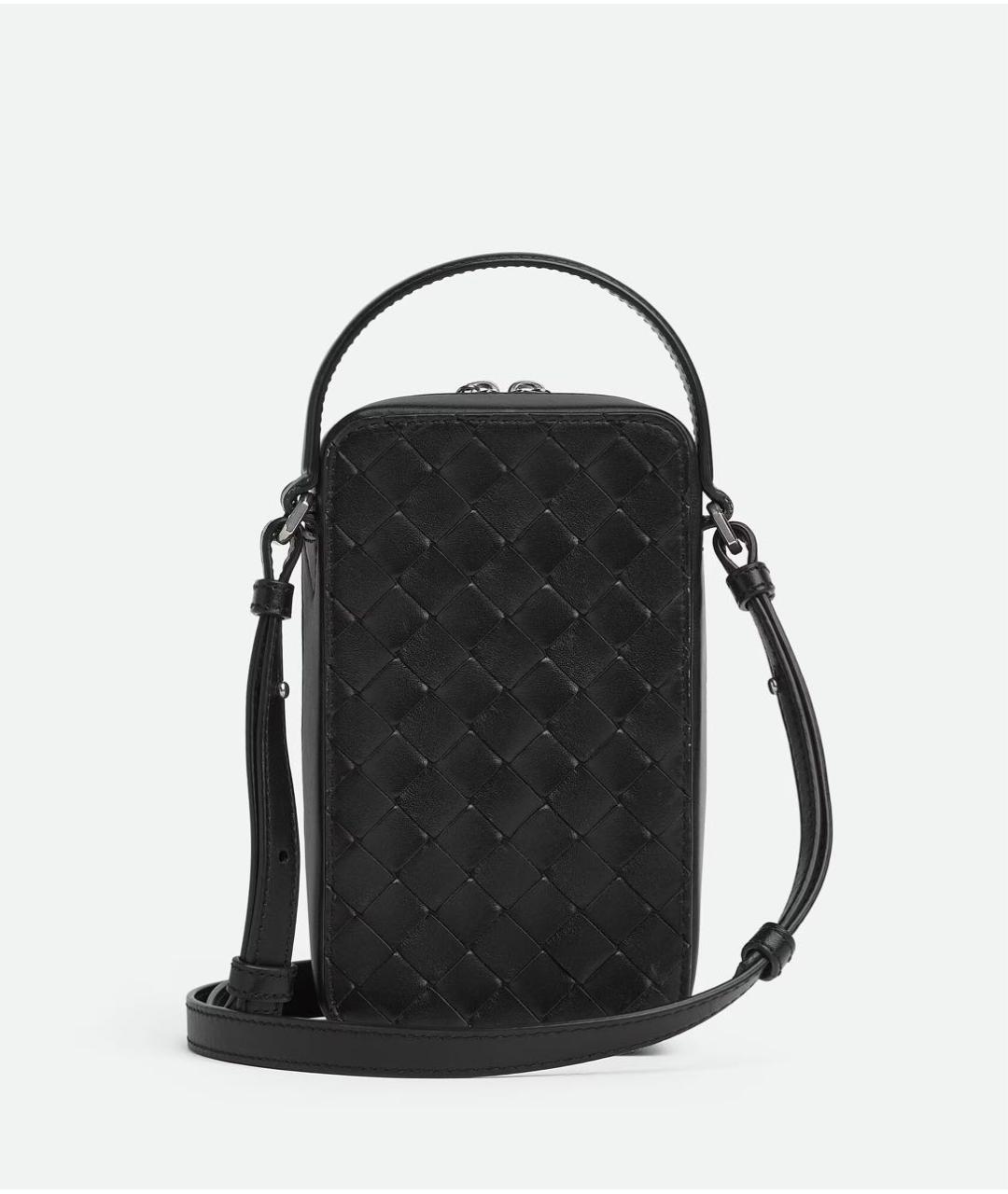 BOTTEGA VENETA Черная кожаная сумка на плечо, фото 5