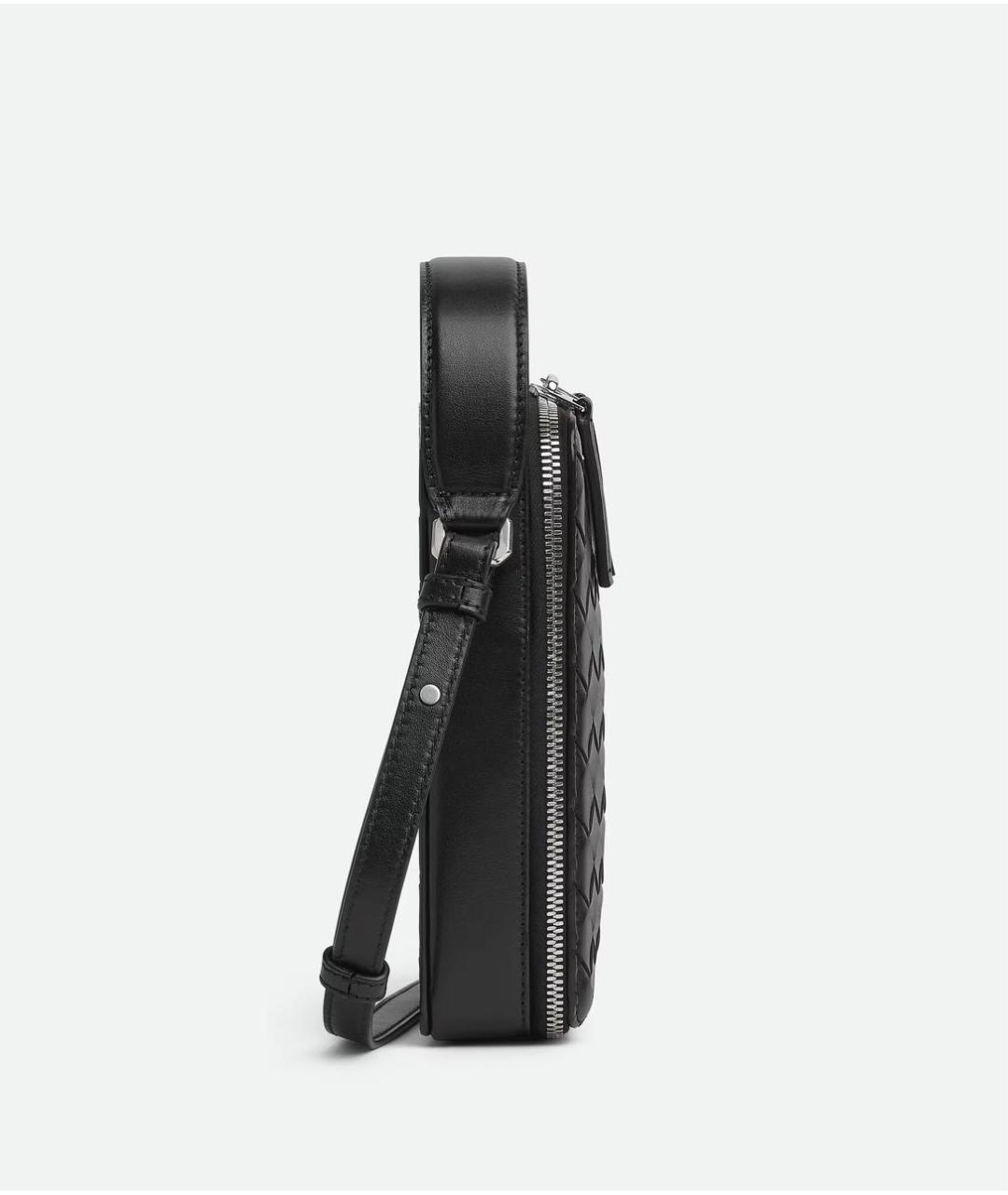 BOTTEGA VENETA Черная кожаная сумка на плечо, фото 4