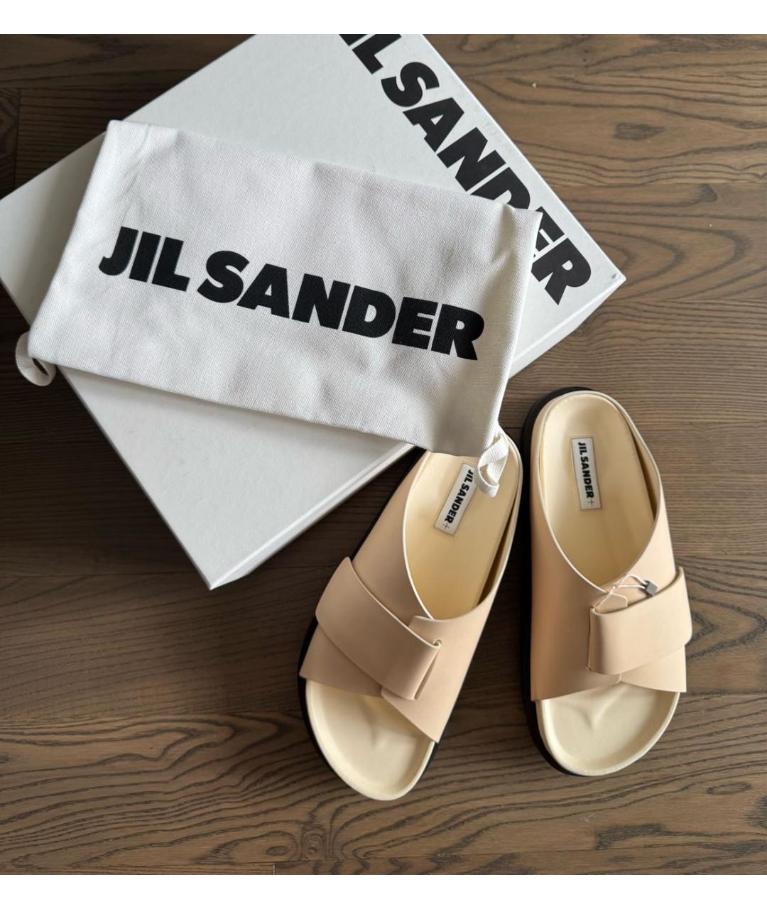 JIL SANDER Бежевые кожаные сандалии, фото 5