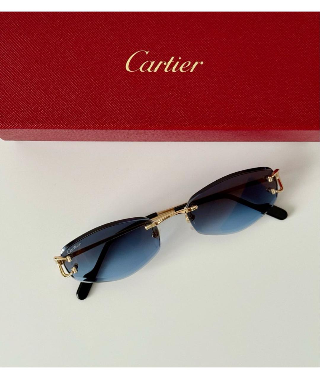CARTIER Золотые металлические солнцезащитные очки, фото 4