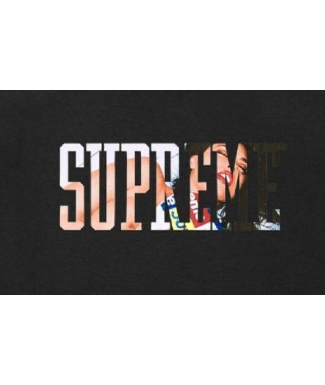 SUPREME Черная хлопковая футболка, фото 4