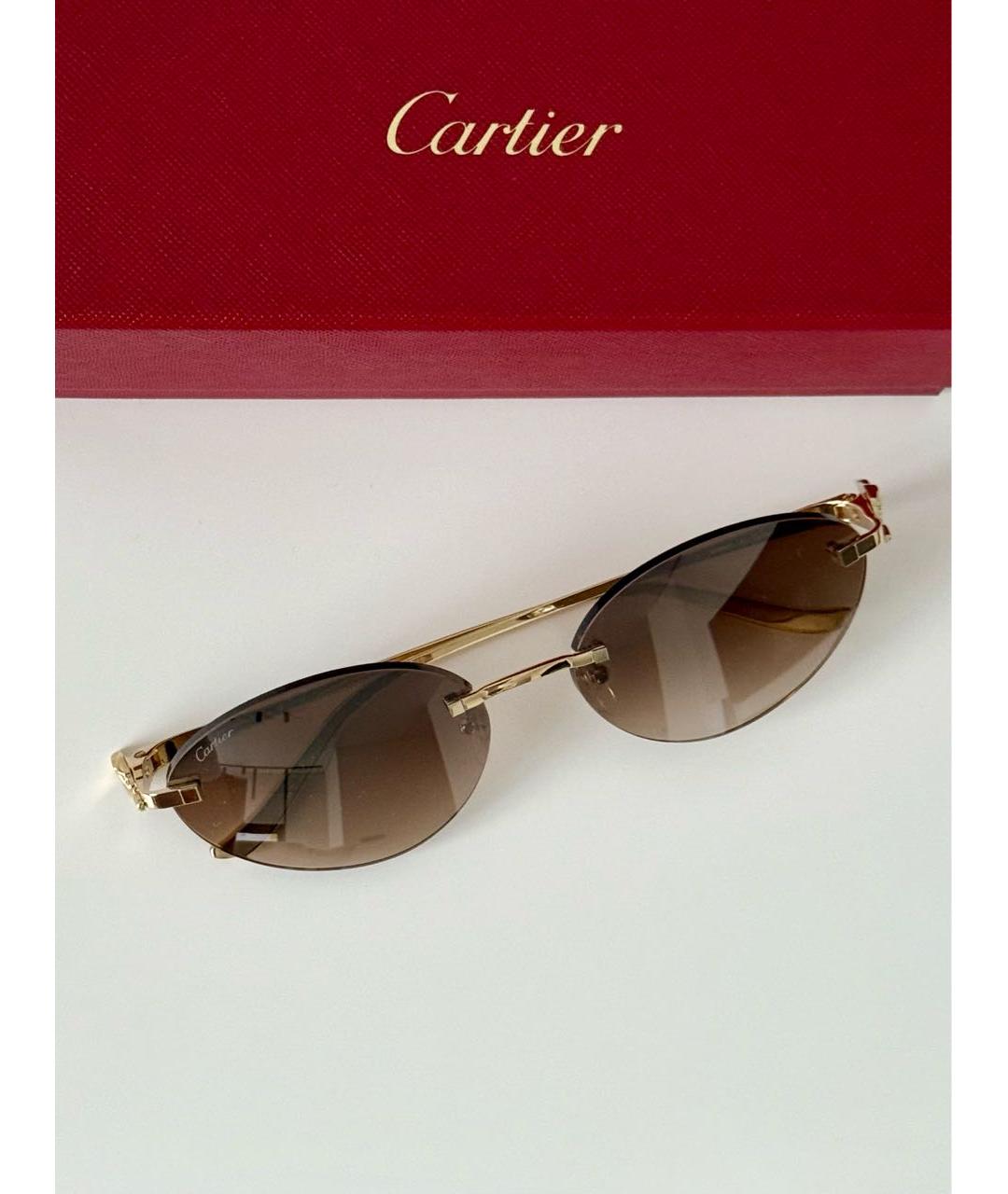 CARTIER Золотые металлические солнцезащитные очки, фото 2