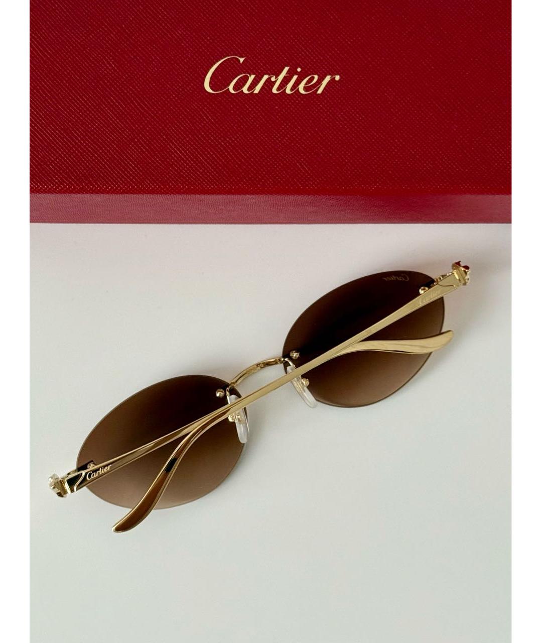 CARTIER Золотые металлические солнцезащитные очки, фото 3