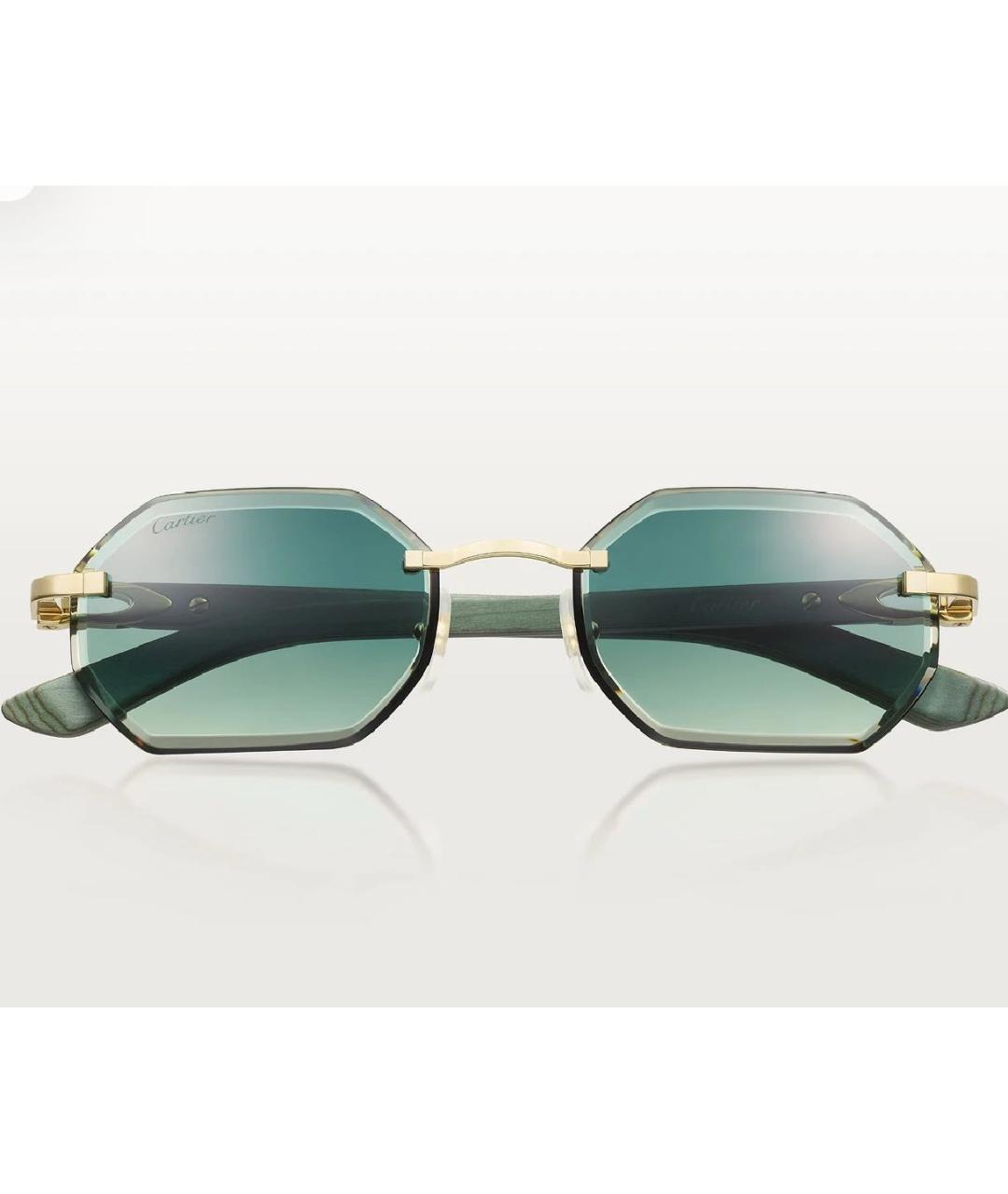 CARTIER Золотые деревянные солнцезащитные очки, фото 4