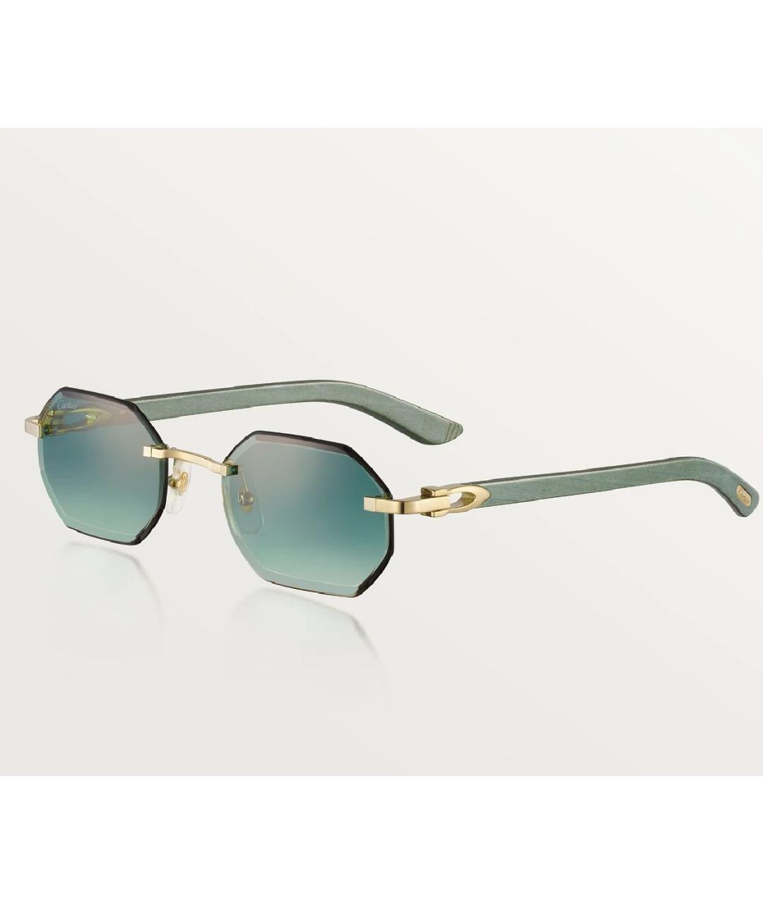 CARTIER Золотые деревянные солнцезащитные очки, фото 2