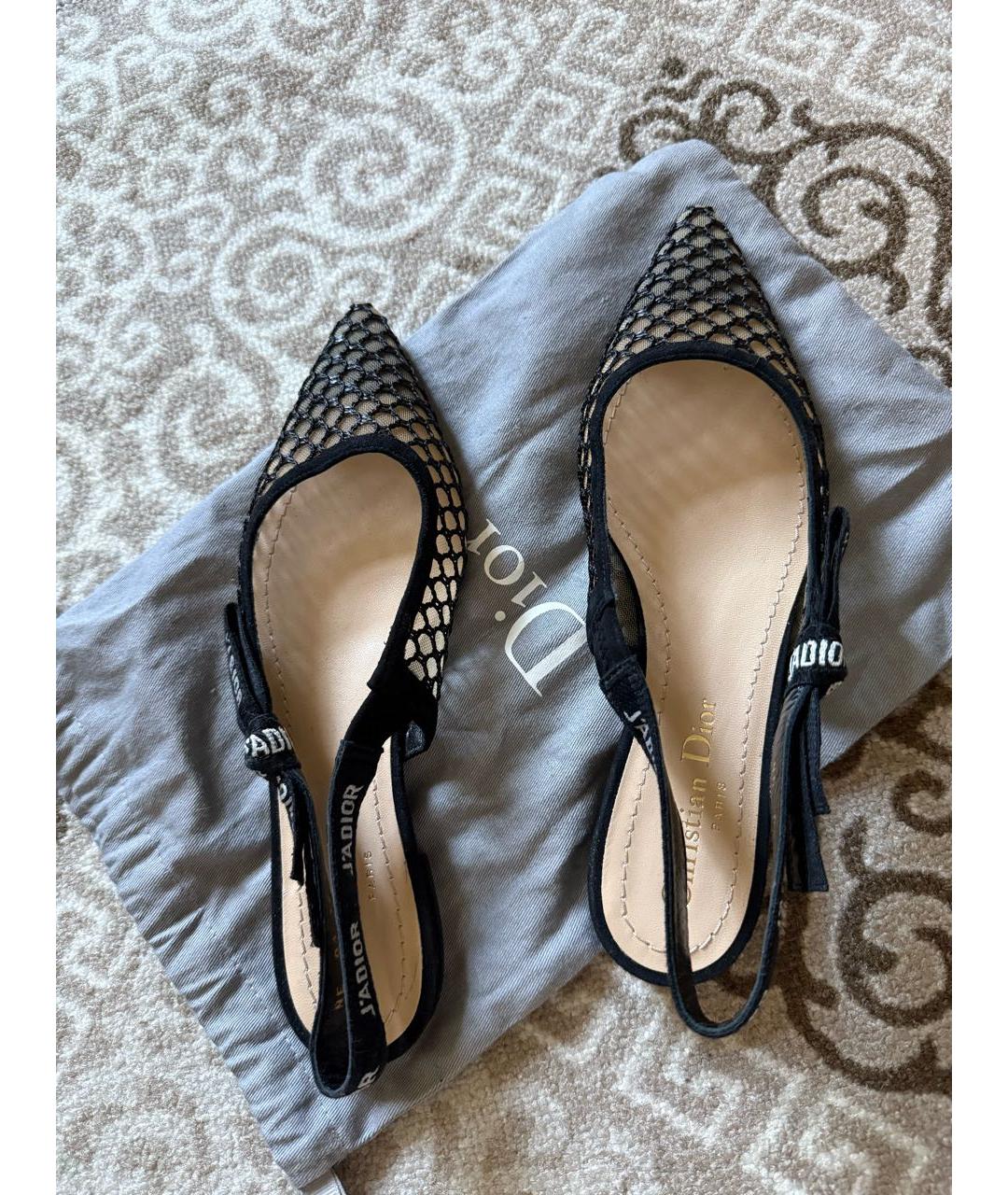 CHRISTIAN DIOR Черные текстильные босоножки, фото 2