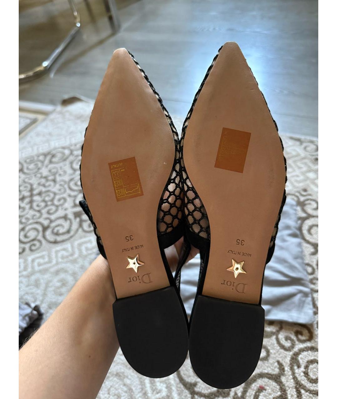 CHRISTIAN DIOR Черные текстильные босоножки, фото 4
