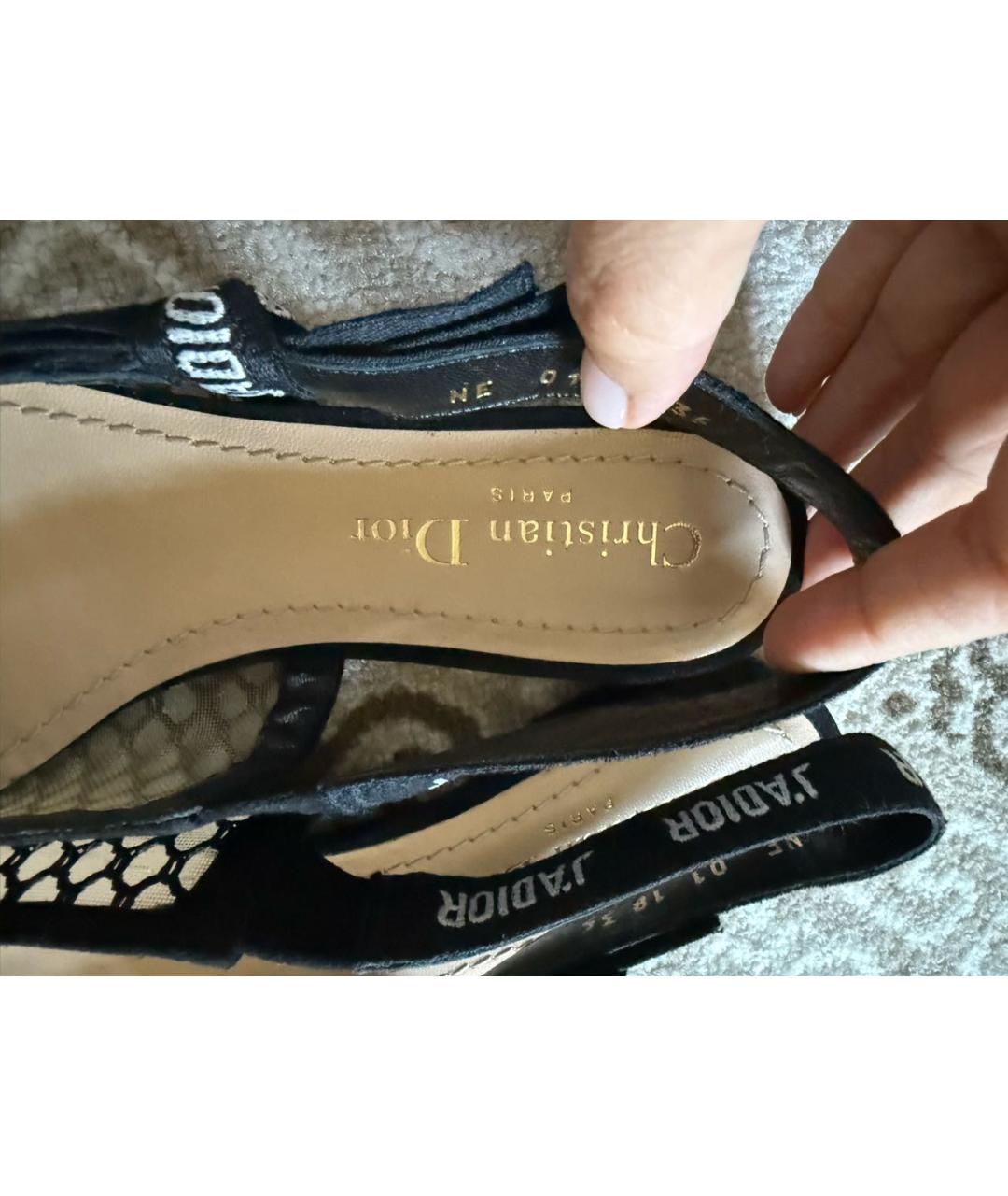 CHRISTIAN DIOR Черные текстильные босоножки, фото 3
