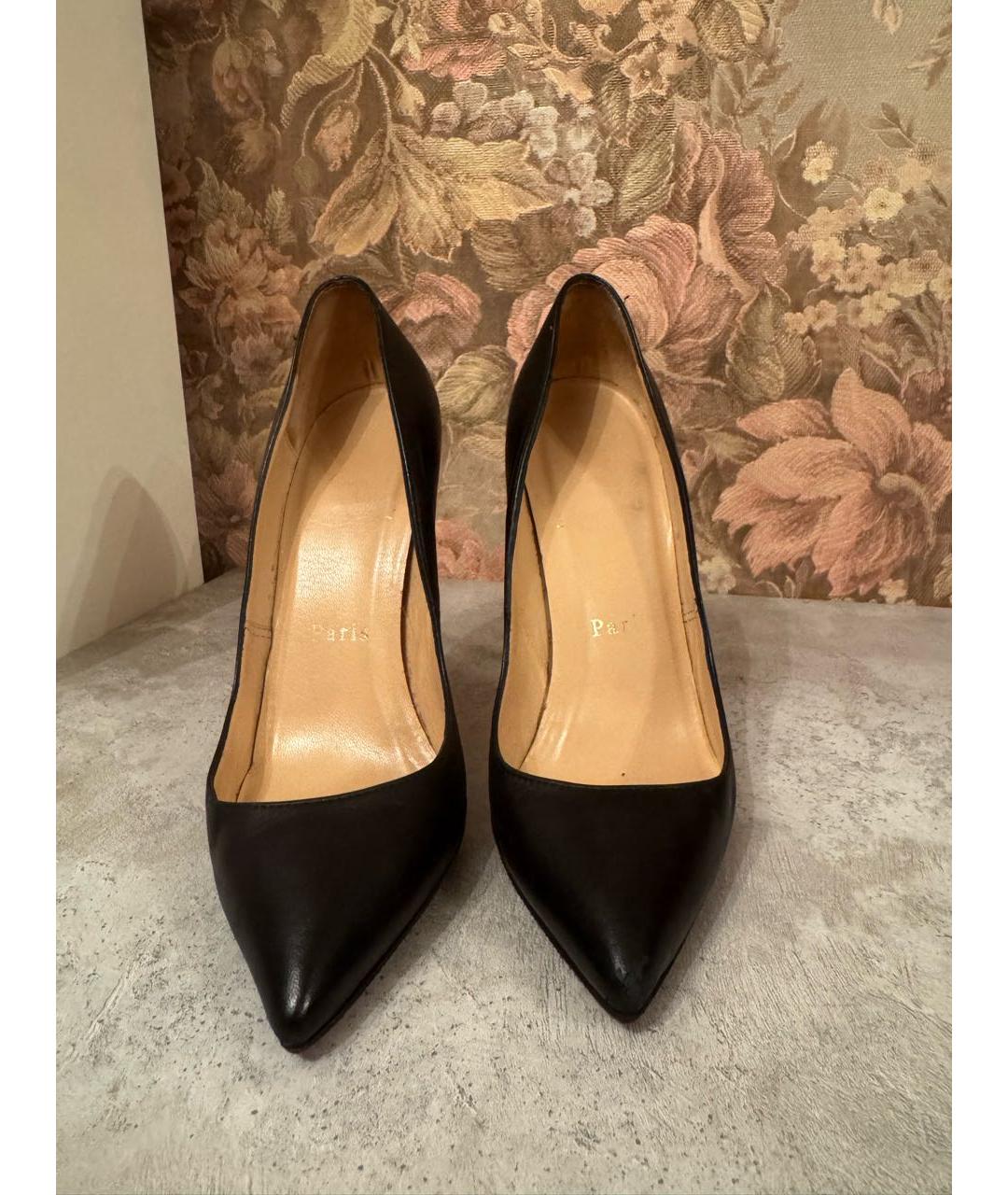 CHRISTIAN LOUBOUTIN Черные кожаные туфли, фото 2