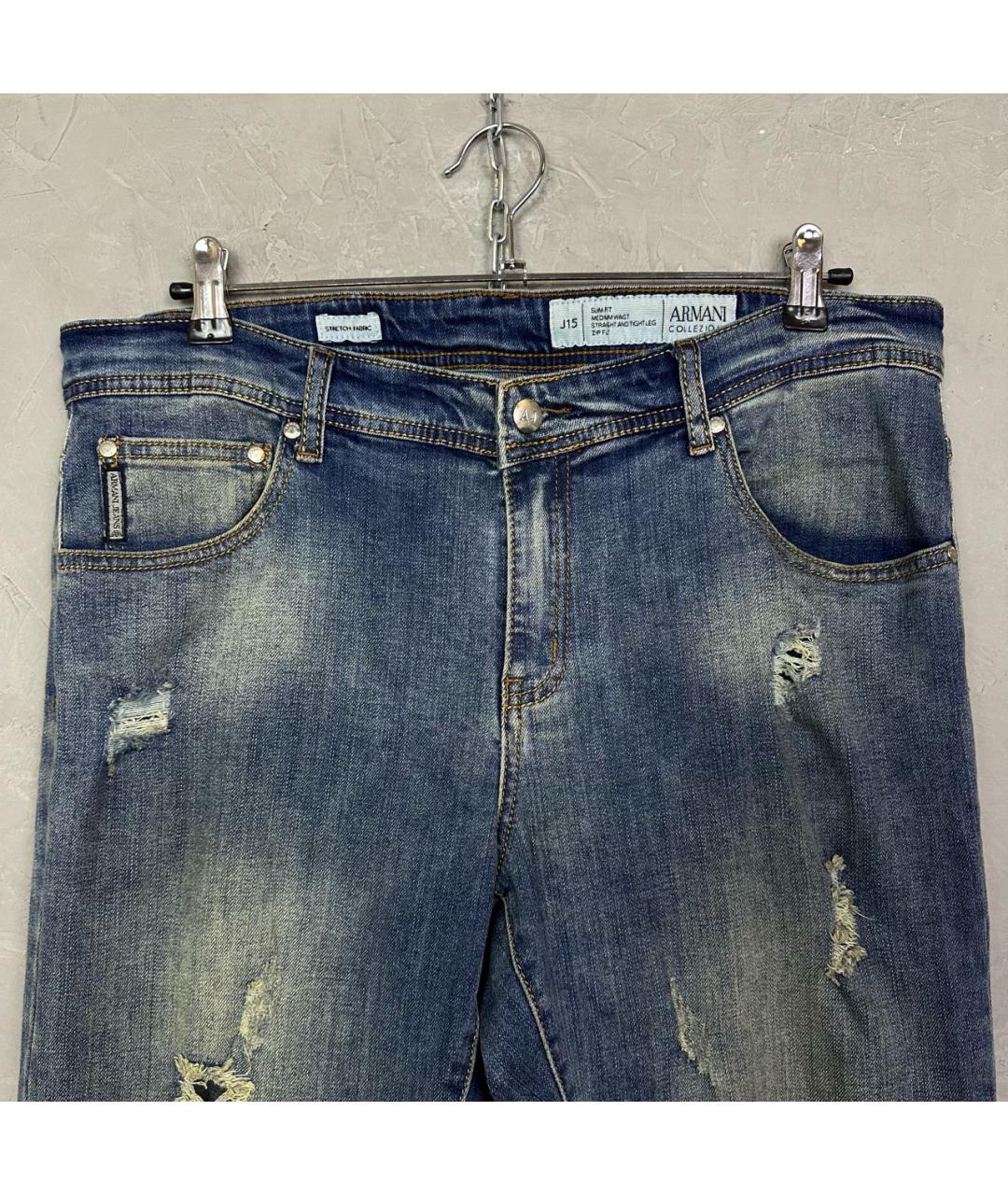 ARMANI COLLEZIONI Синие хлопко-эластановые джинсы скинни, фото 5