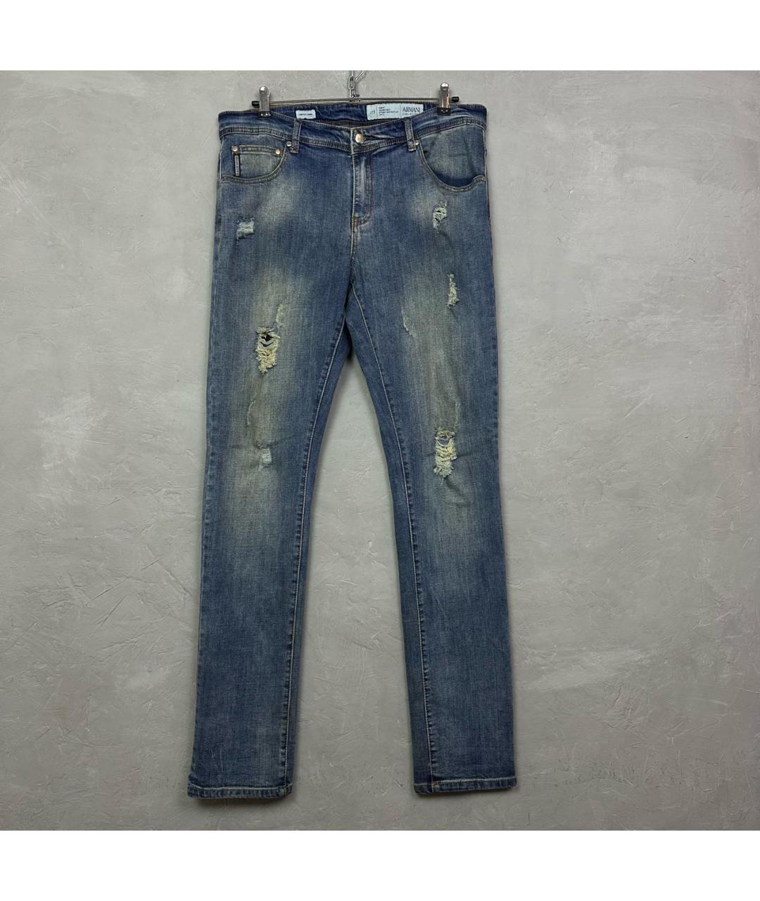ARMANI COLLEZIONI Синие хлопко-эластановые джинсы скинни, фото 9