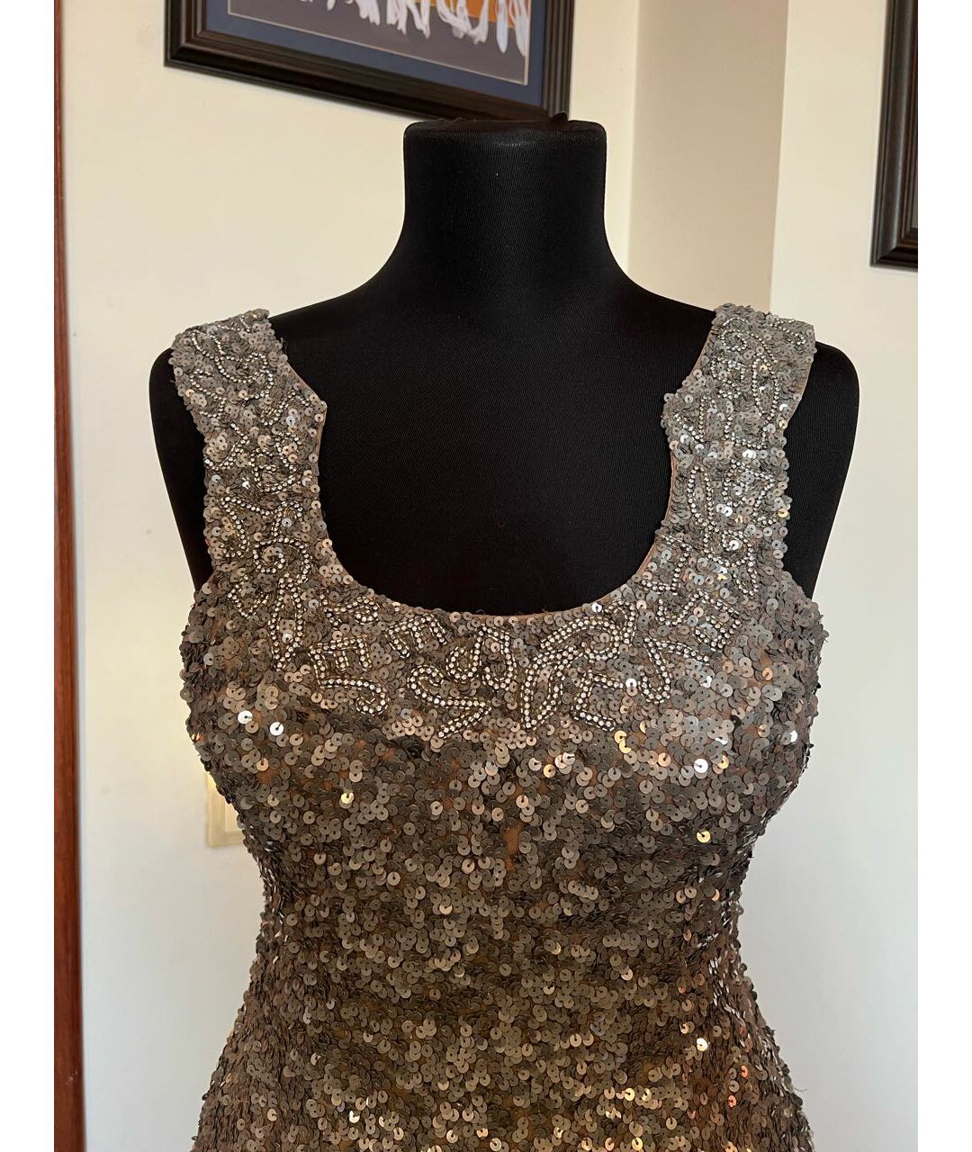 SHERRI HILL Антрацитовое шелковое коктейльное платье, фото 6