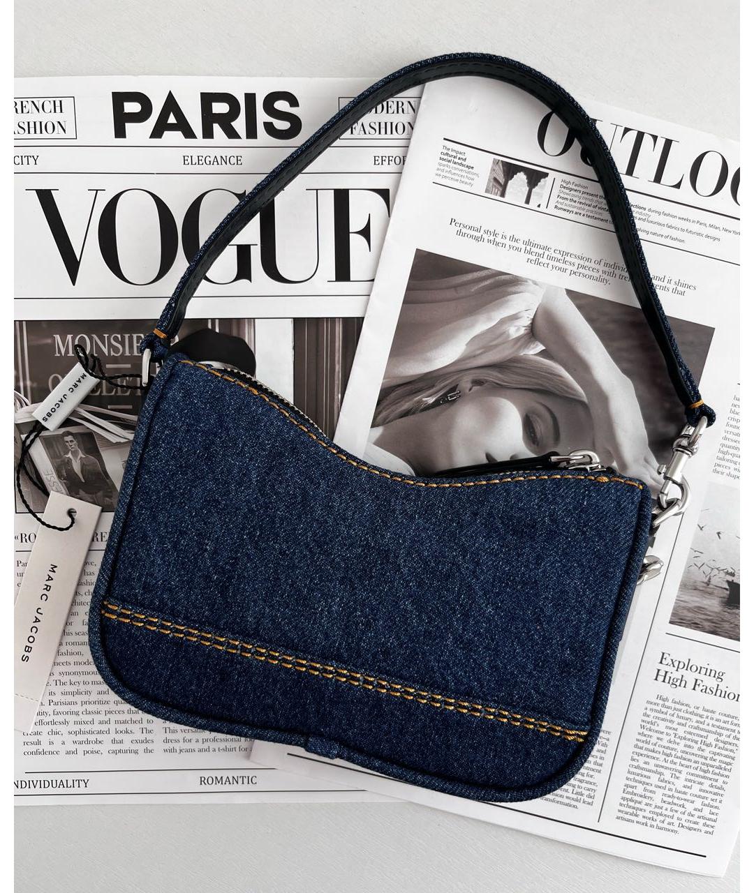 MARC JACOBS Темно-синяя деним сумка с короткими ручками, фото 3