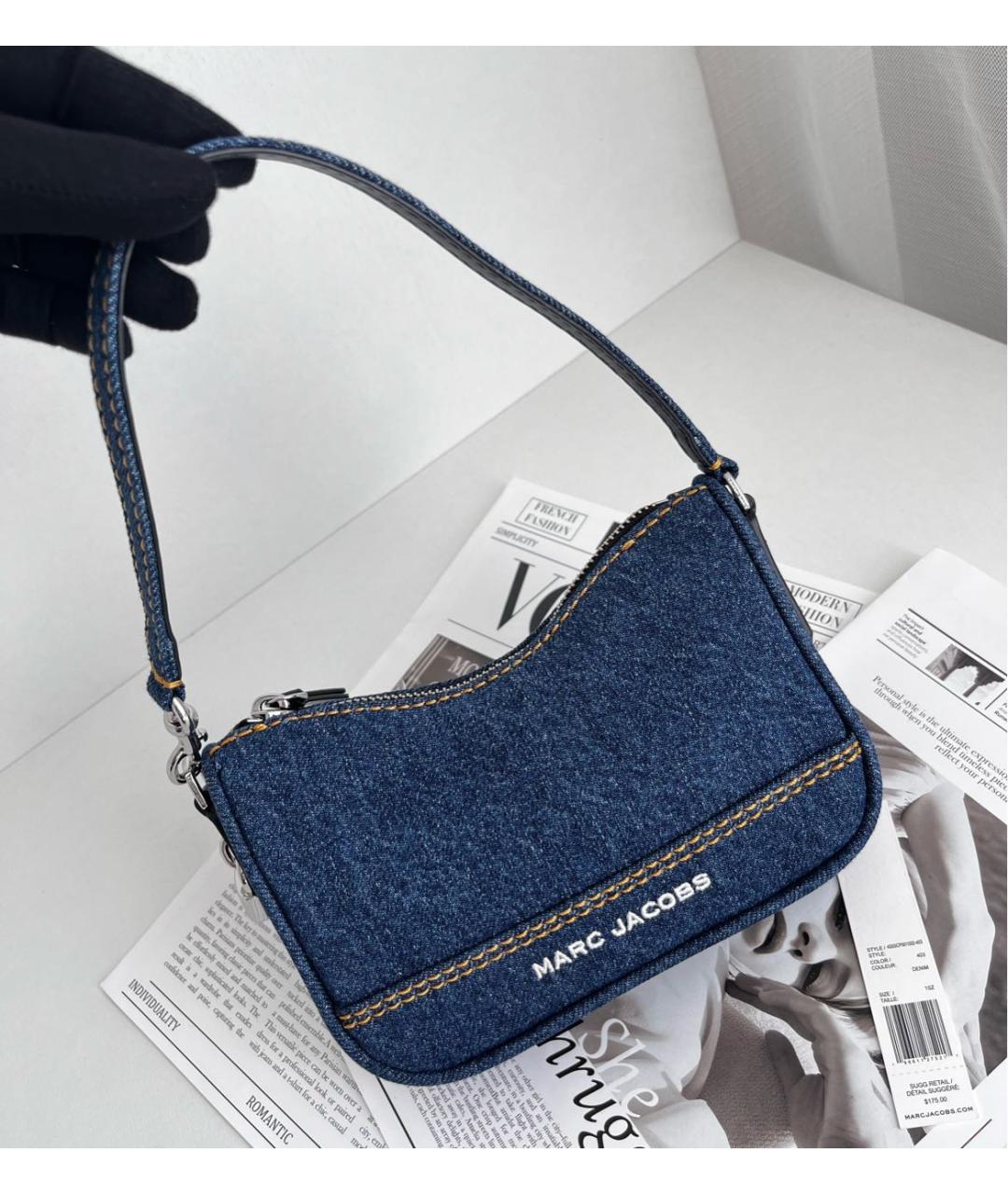 MARC JACOBS Темно-синяя деним сумка с короткими ручками, фото 8