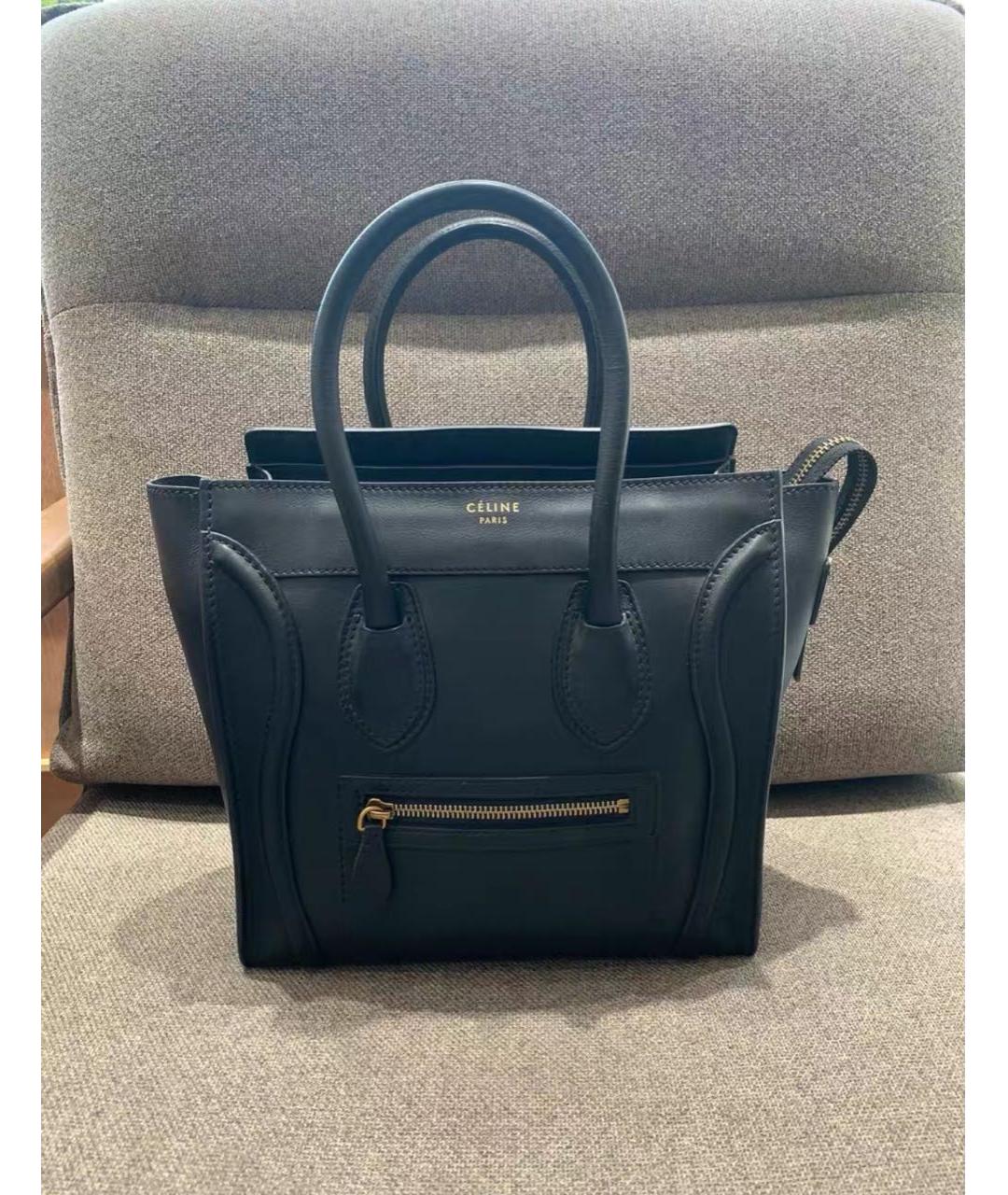 CELINE Черная кожаная сумка с короткими ручками, фото 2
