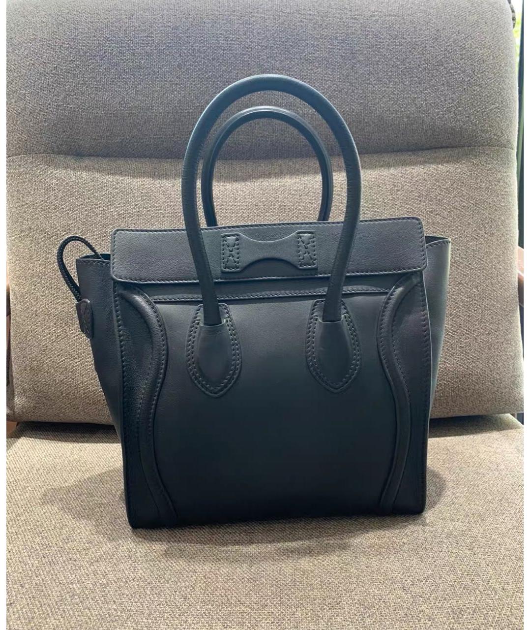 CELINE Черная кожаная сумка с короткими ручками, фото 3