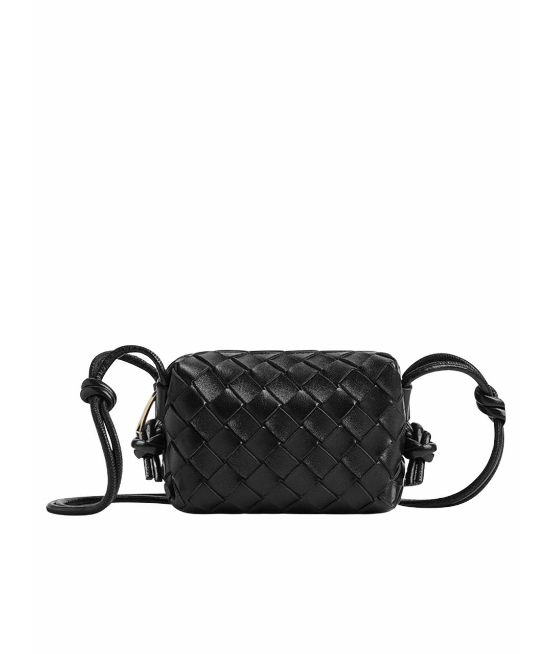 BOTTEGA VENETA Черная кожаная сумка через плечо, фото 1