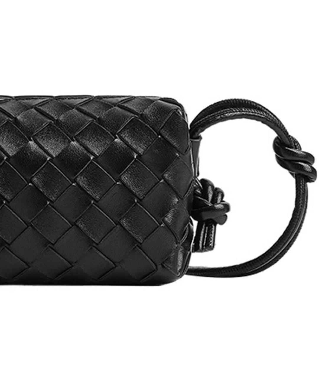BOTTEGA VENETA Черная кожаная сумка через плечо, фото 4