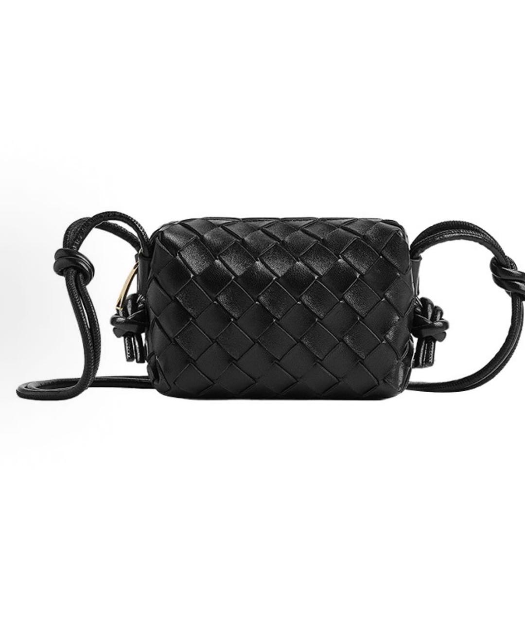 BOTTEGA VENETA Черная кожаная сумка через плечо, фото 6