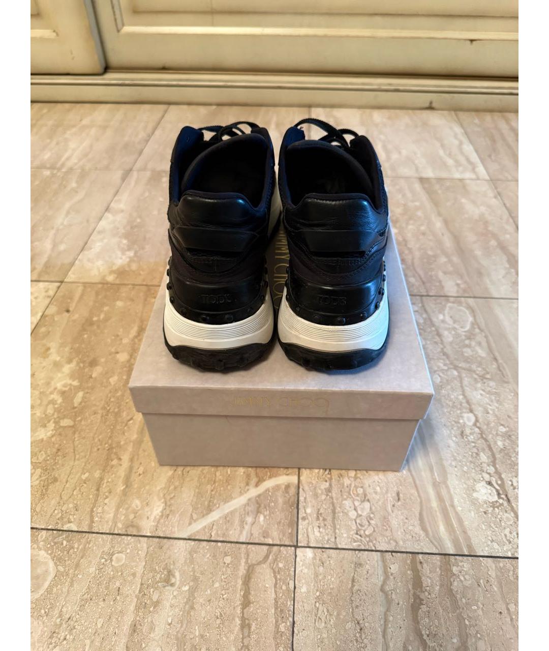 TOD'S Черные кожаные кроссовки, фото 4