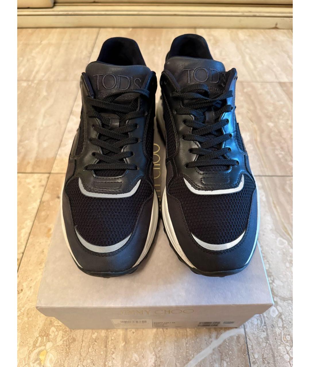 TOD'S Черные кожаные кроссовки, фото 2