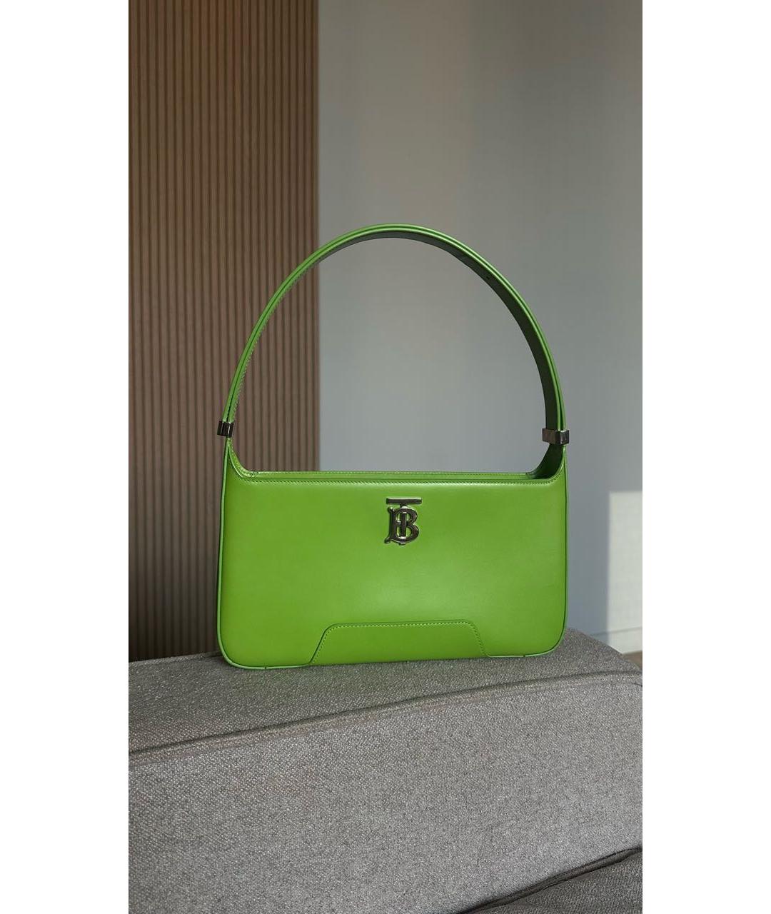 BURBERRY Зеленая кожаная сумка с короткими ручками, фото 9