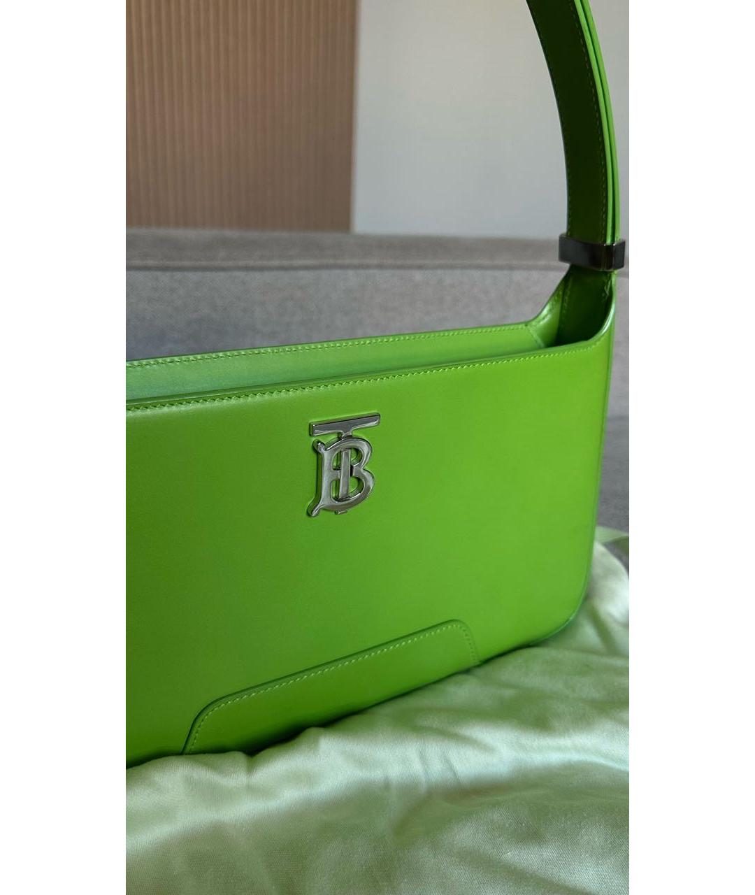 BURBERRY Зеленая кожаная сумка с короткими ручками, фото 3