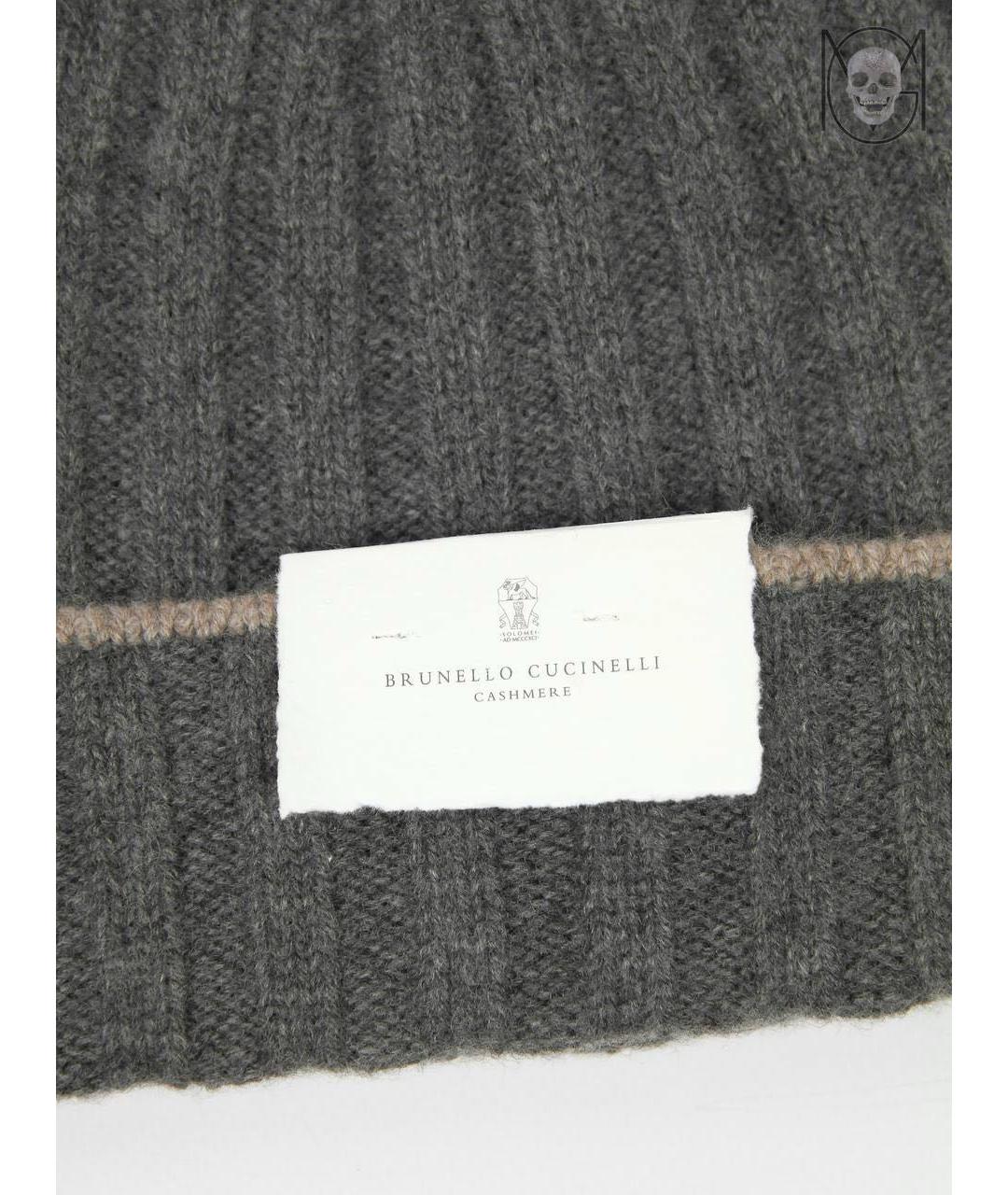 BRUNELLO CUCINELLI Серая кашемировая шапка, фото 5
