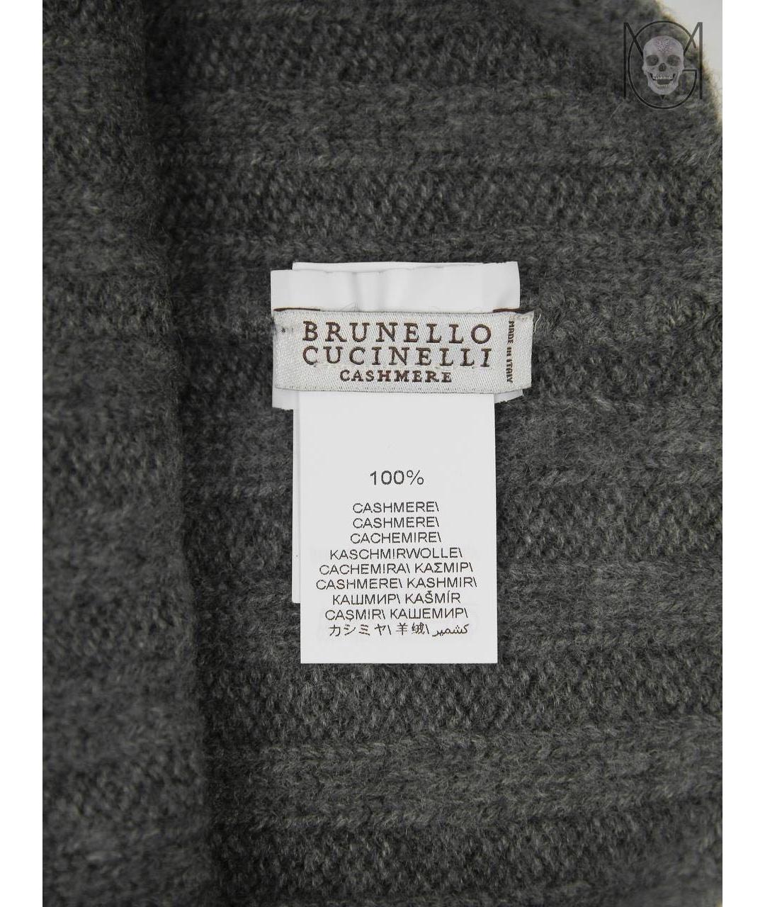 BRUNELLO CUCINELLI Серая кашемировая шапка, фото 4
