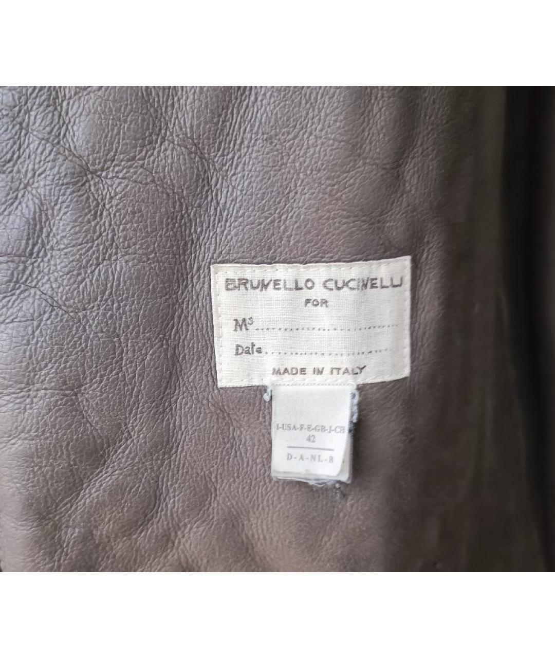BRUNELLO CUCINELLI Коричневая кожаная дубленка, фото 4
