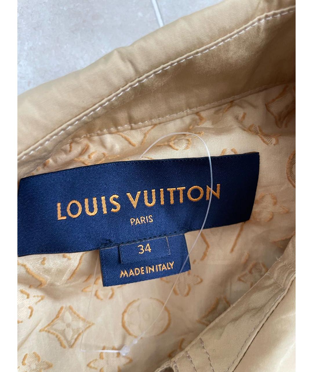 LOUIS VUITTON Горчичный хлопковый тренч/плащ, фото 3