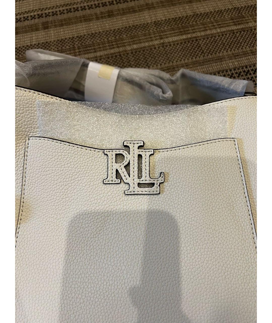 RALPH LAUREN Белая кожаная сумка через плечо, фото 2