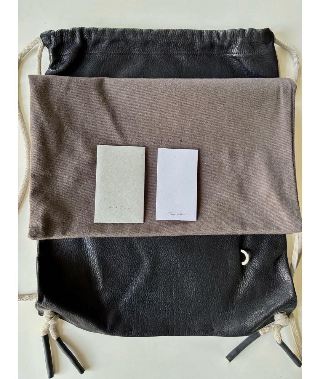 RICK OWENS Черный кожаный рюкзак, фото 4