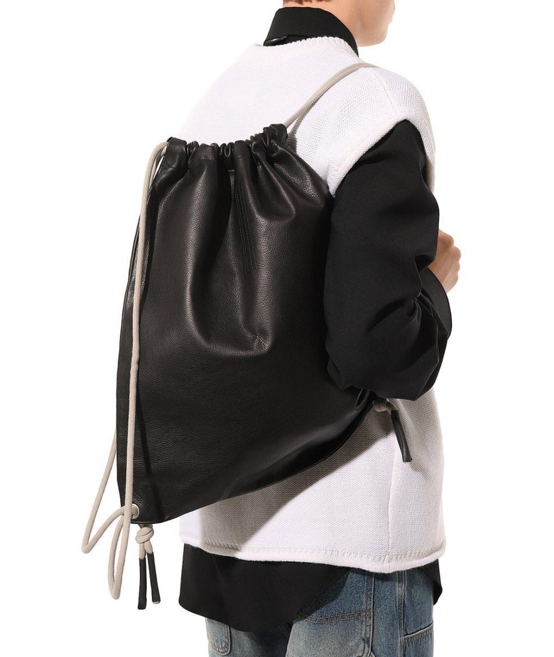 RICK OWENS Черный кожаный рюкзак, фото 2