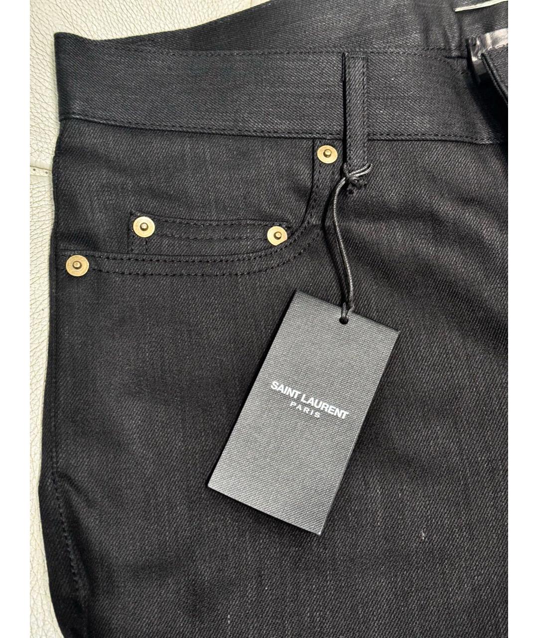 SAINT LAURENT Черные хлопковые прямые джинсы, фото 6