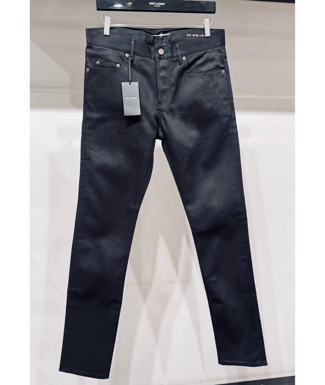 SAINT LAURENT Черные хлопковые прямые джинсы, фото 9
