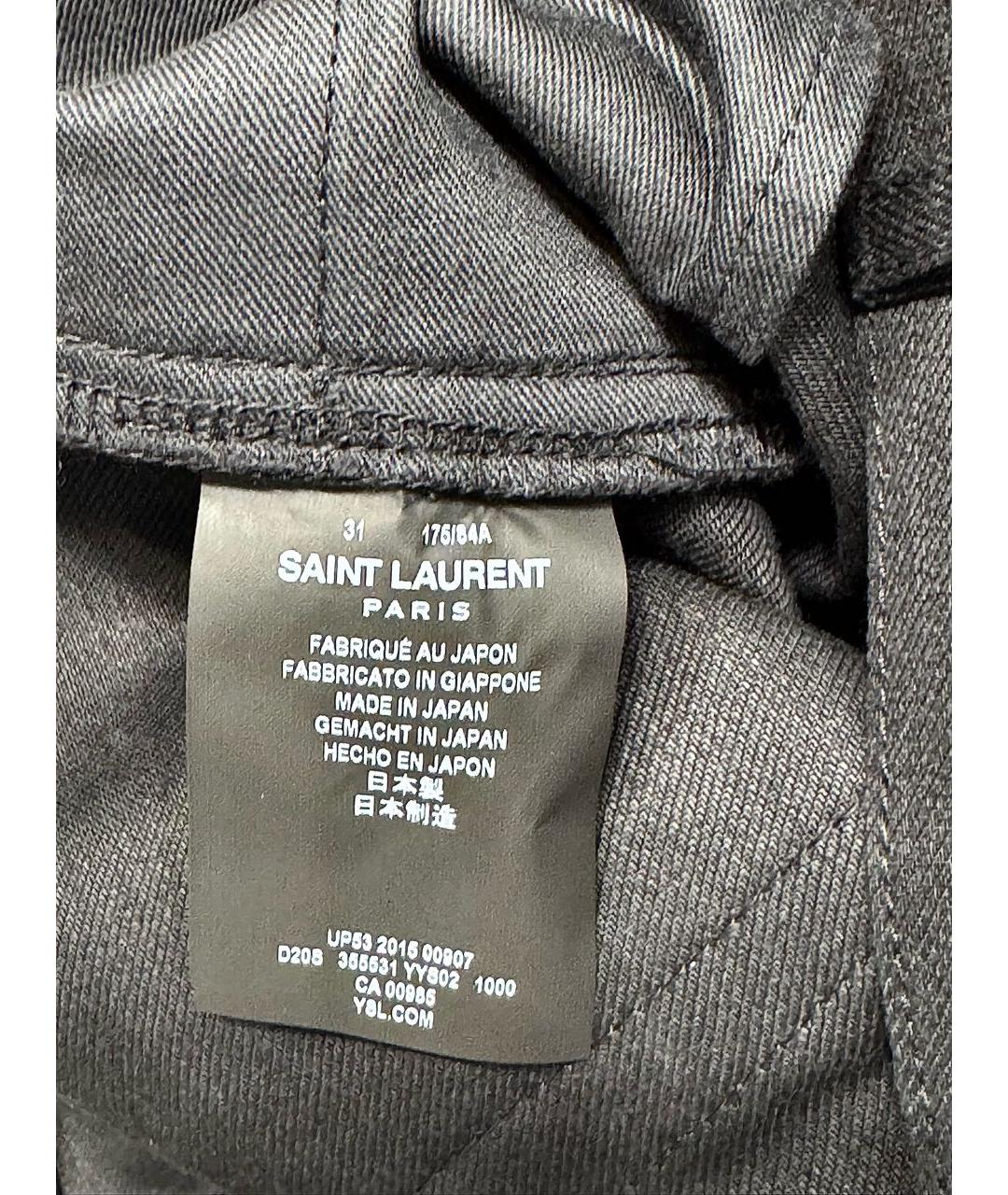 SAINT LAURENT Черные хлопковые прямые джинсы, фото 7