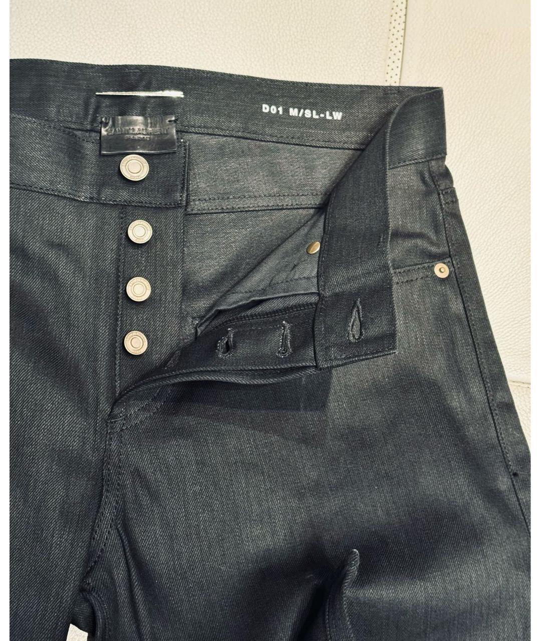 SAINT LAURENT Черные хлопковые прямые джинсы, фото 4