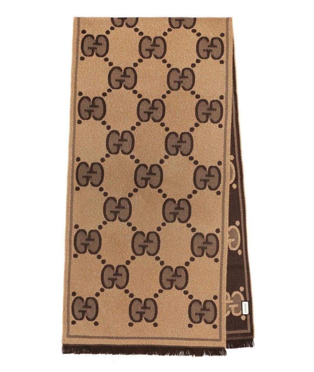 GUCCI Бежевый шерстяной шарф, фото 1