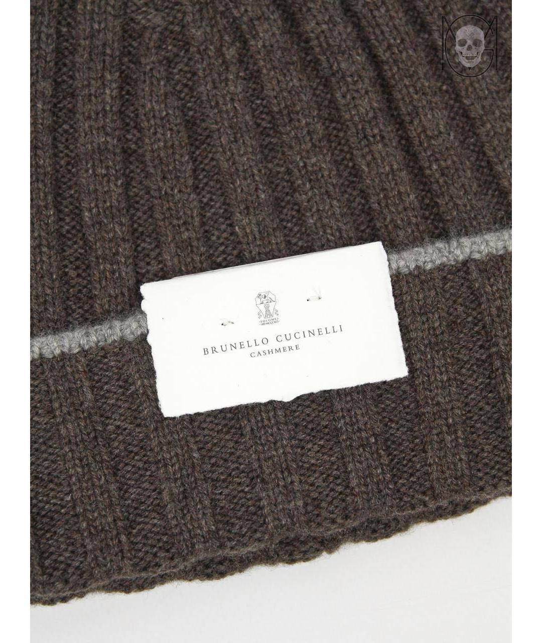 BRUNELLO CUCINELLI Коричневая кашемировая шапка, фото 4