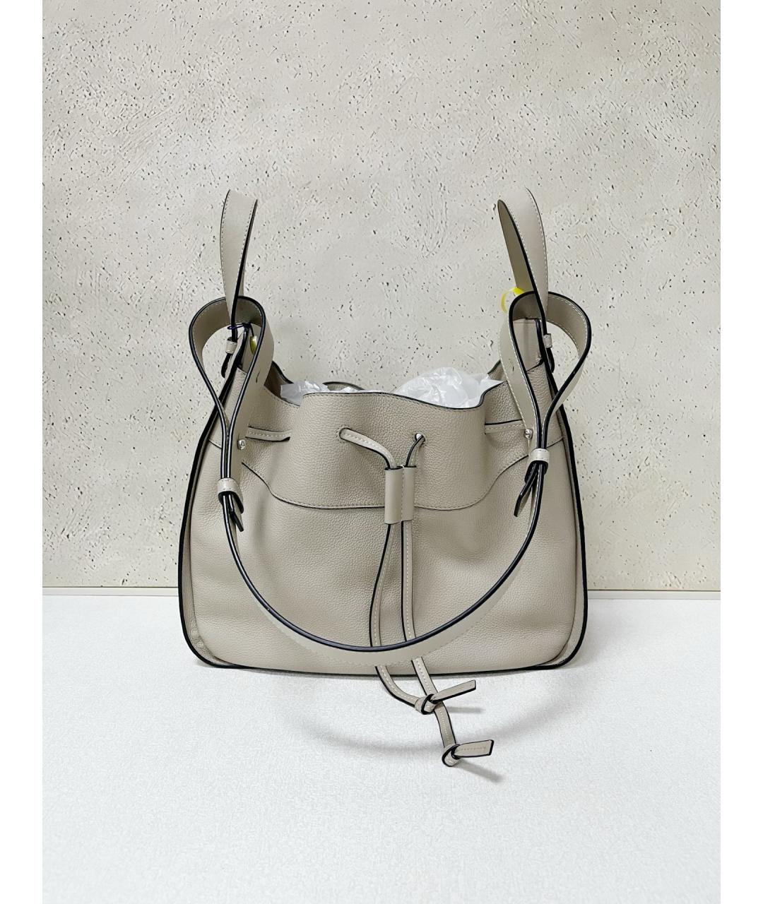 LOEWE Бежевая кожаная сумка через плечо, фото 5
