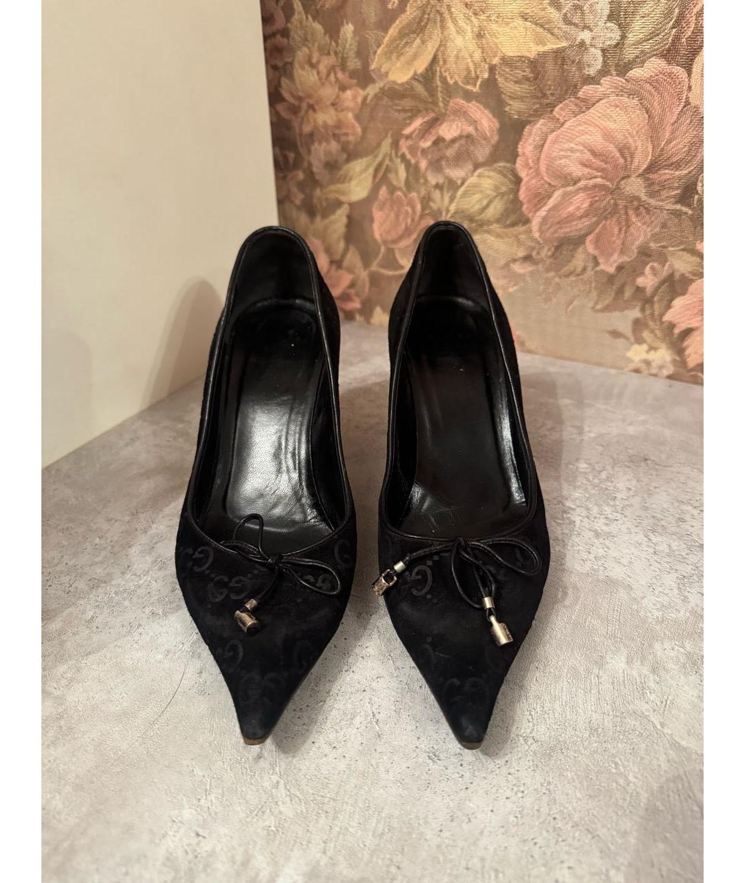 GUCCI Черные замшевые туфли, фото 2