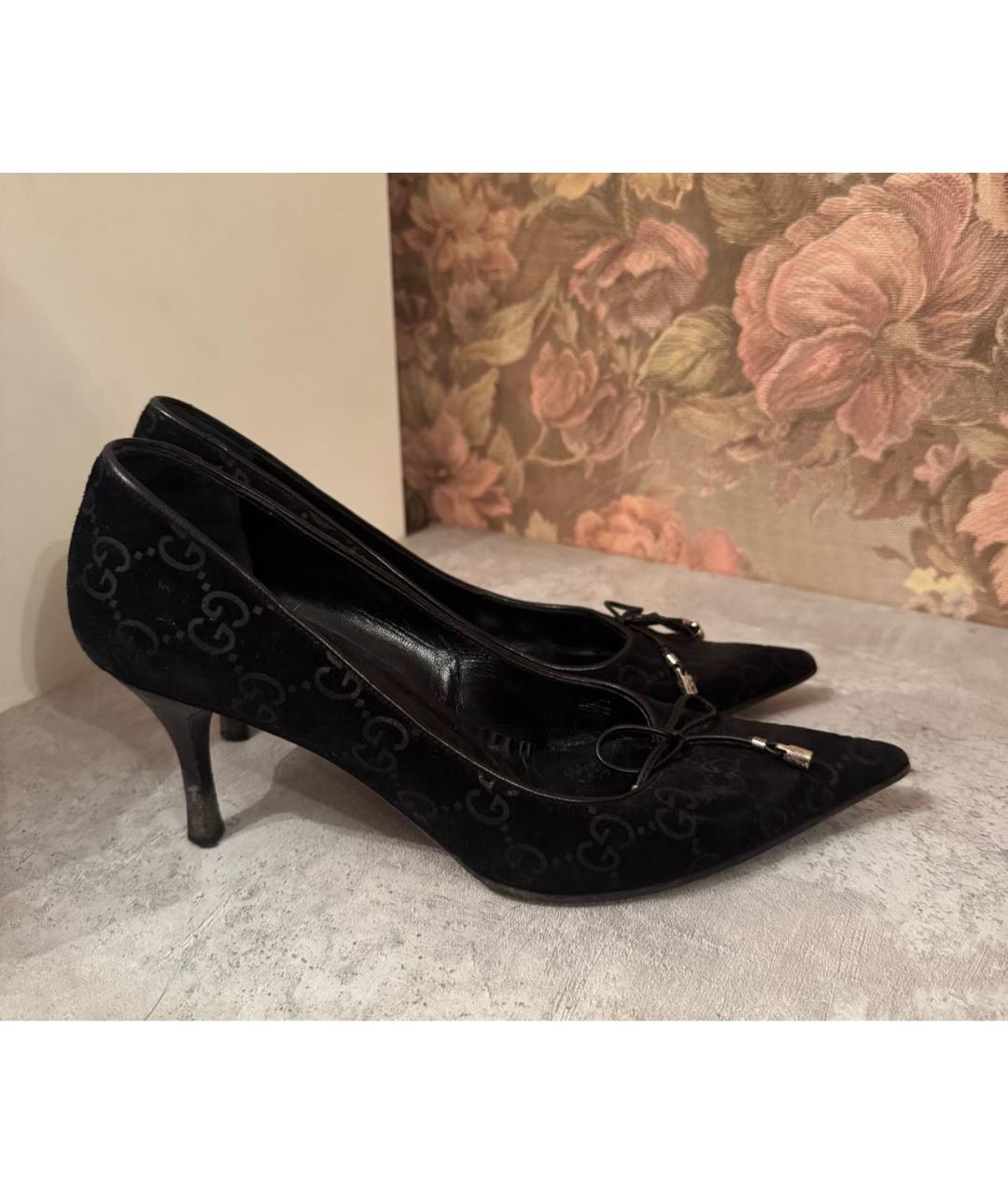 GUCCI Черные замшевые туфли, фото 5