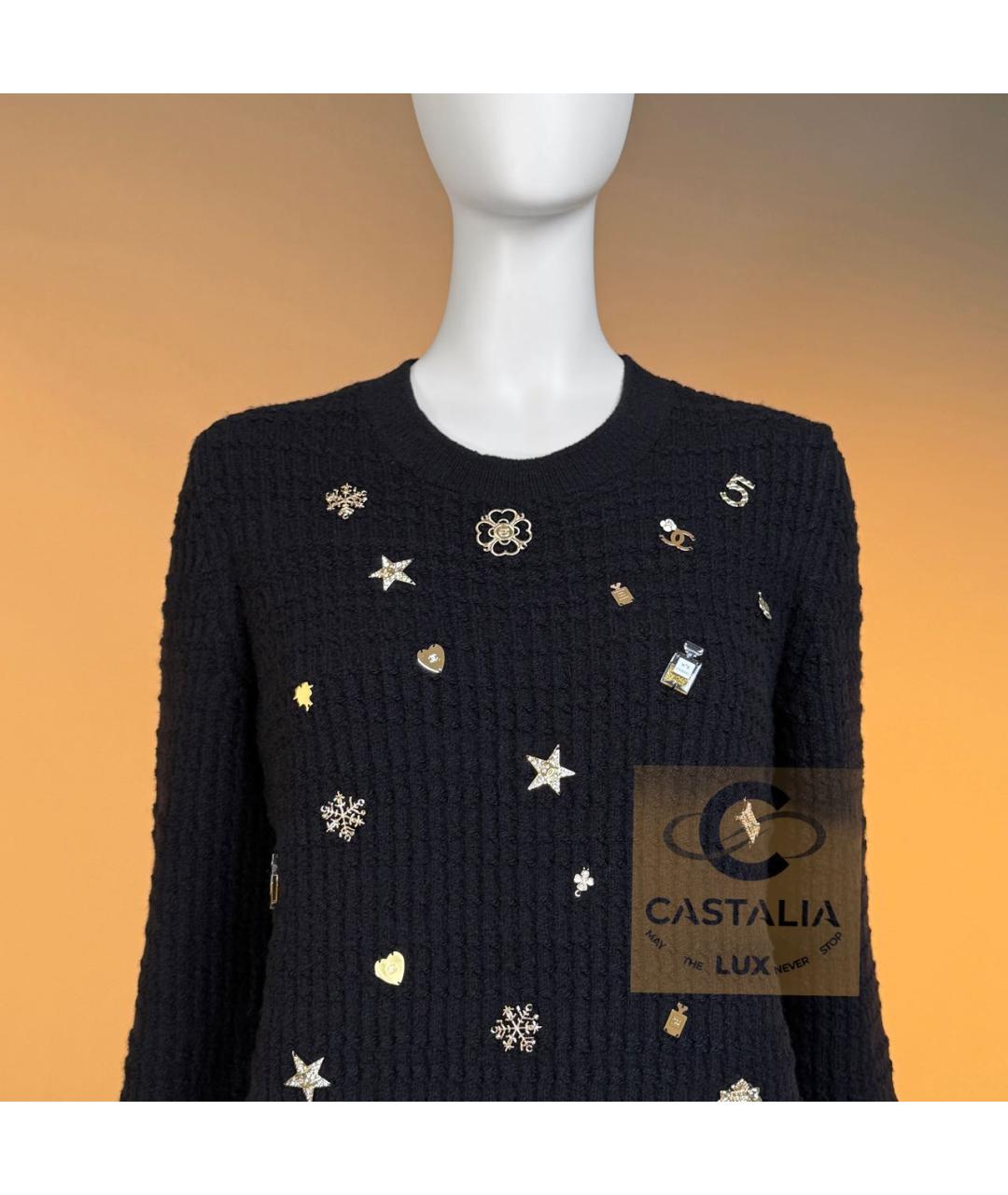 CHANEL Черный кашемировый джемпер / свитер, фото 4